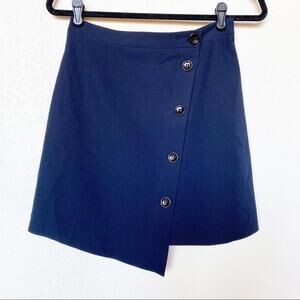 ASOS Asymmetrical Button Front Navy Blue Mini Skirt Size 4